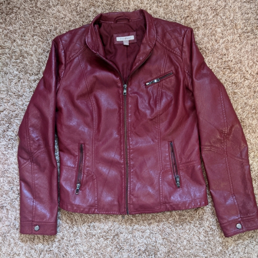 Burgundy leather jacket